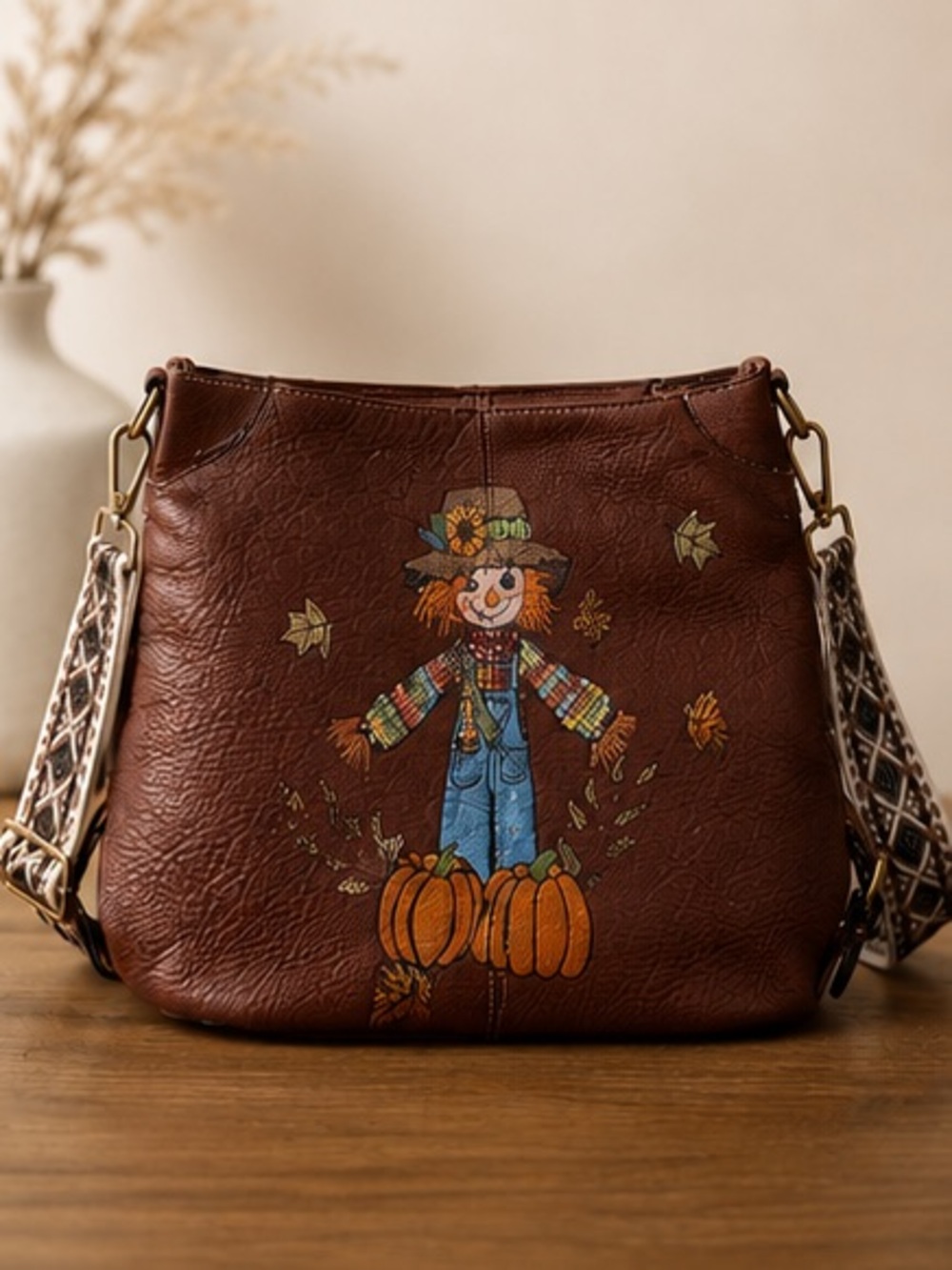 Dooney & Burke - Hand Painted - Scarecrow - Fall - Crossbody Bag - One of a kind - Picture 8 of 9